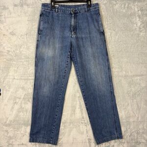 Orvis Jeans Men's 34x31 Blue Straight Slash Pocket Denim Cotton